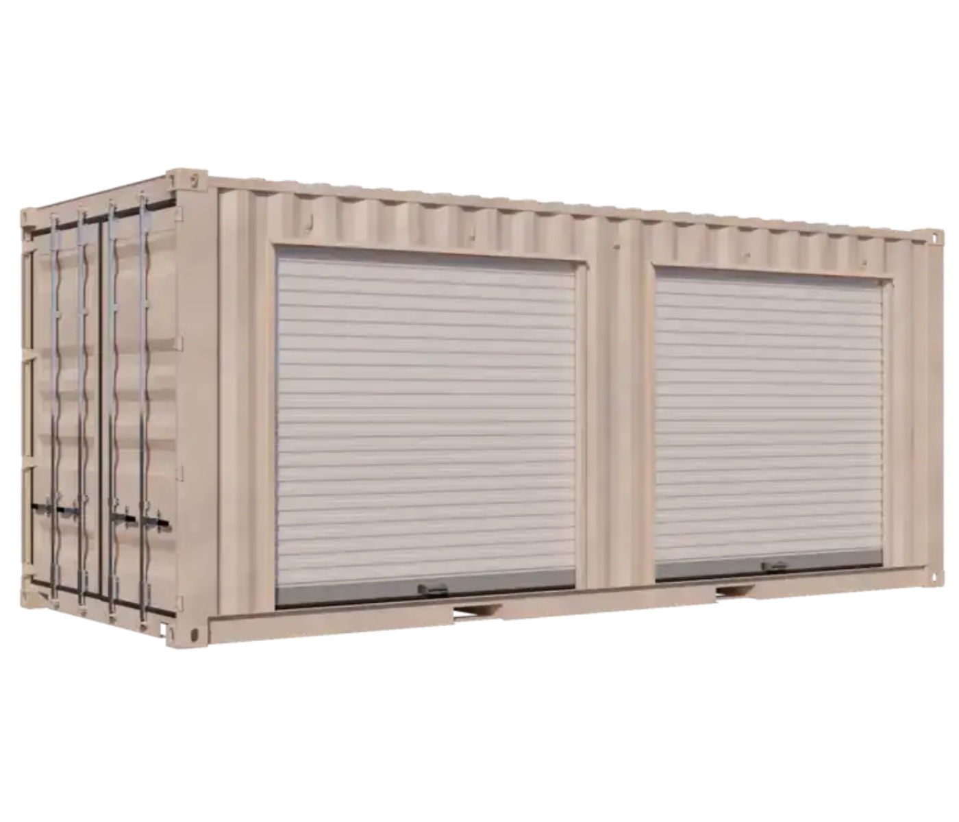 20ft Refurbished Storage Container w/ Two 7ft Roll-up Doors on Right Side