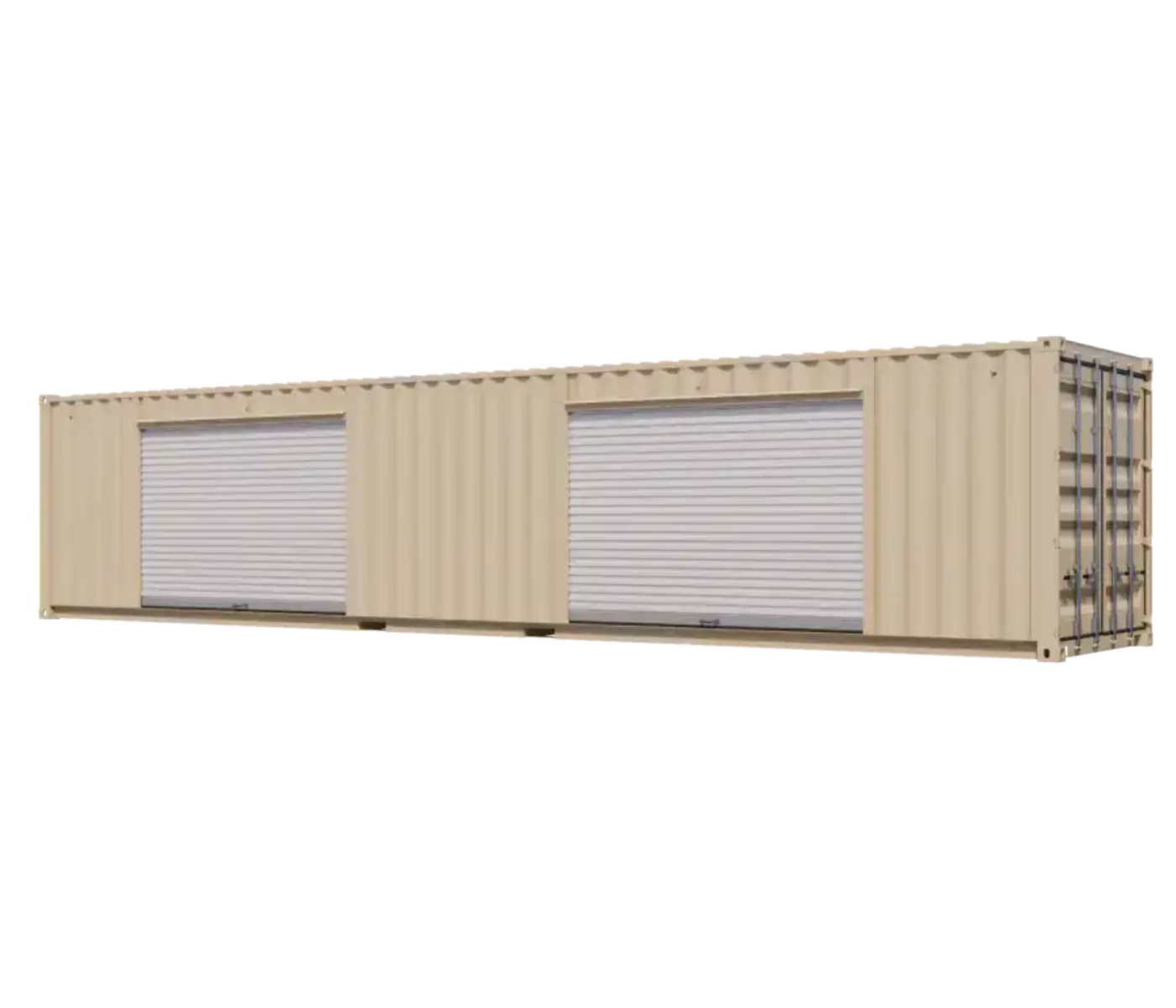 40ft New Storage Container w/ Two 10ft Roll-up Doors on Left Side