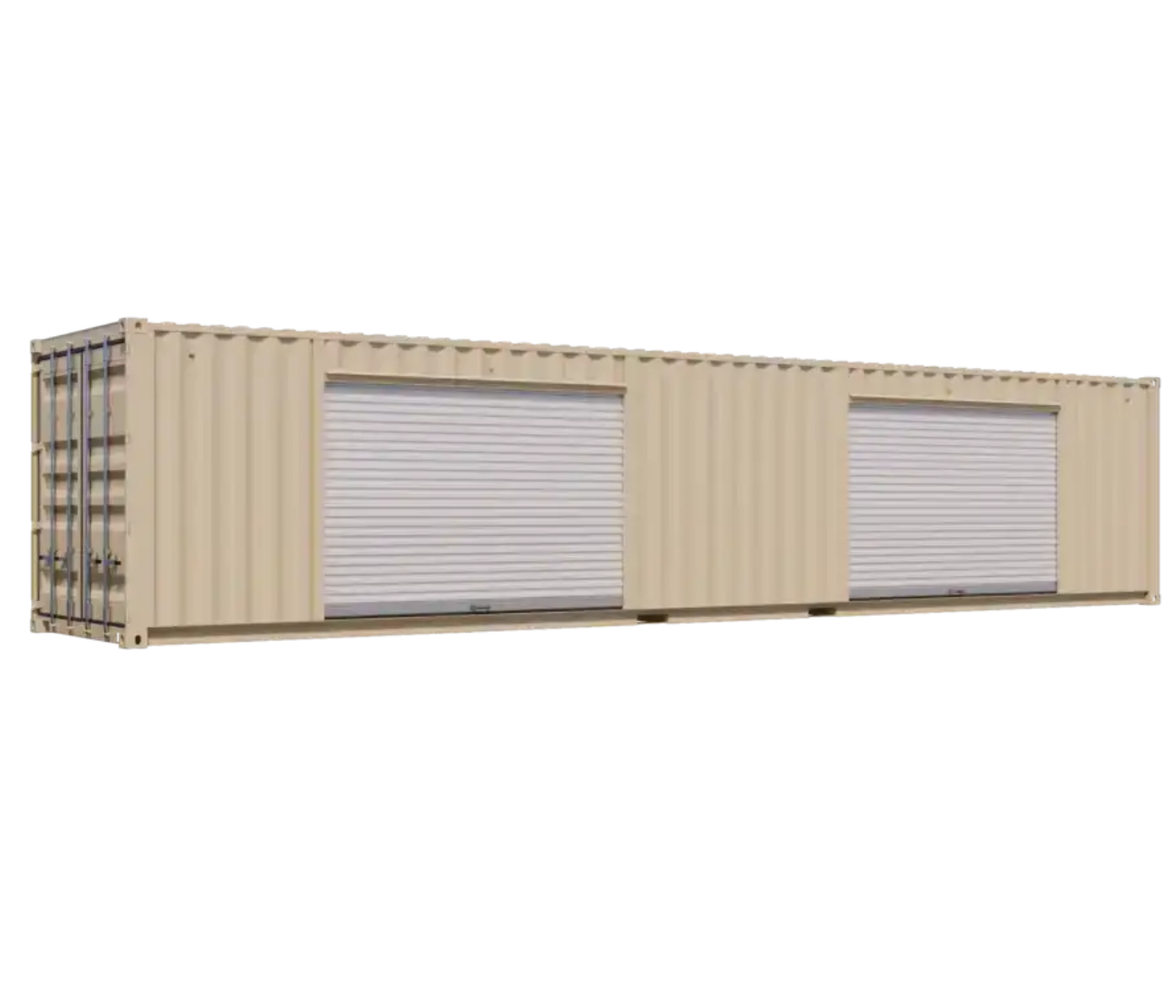 40ft New Storage Container w/ Two 10ft Roll-up Doors on Right Side