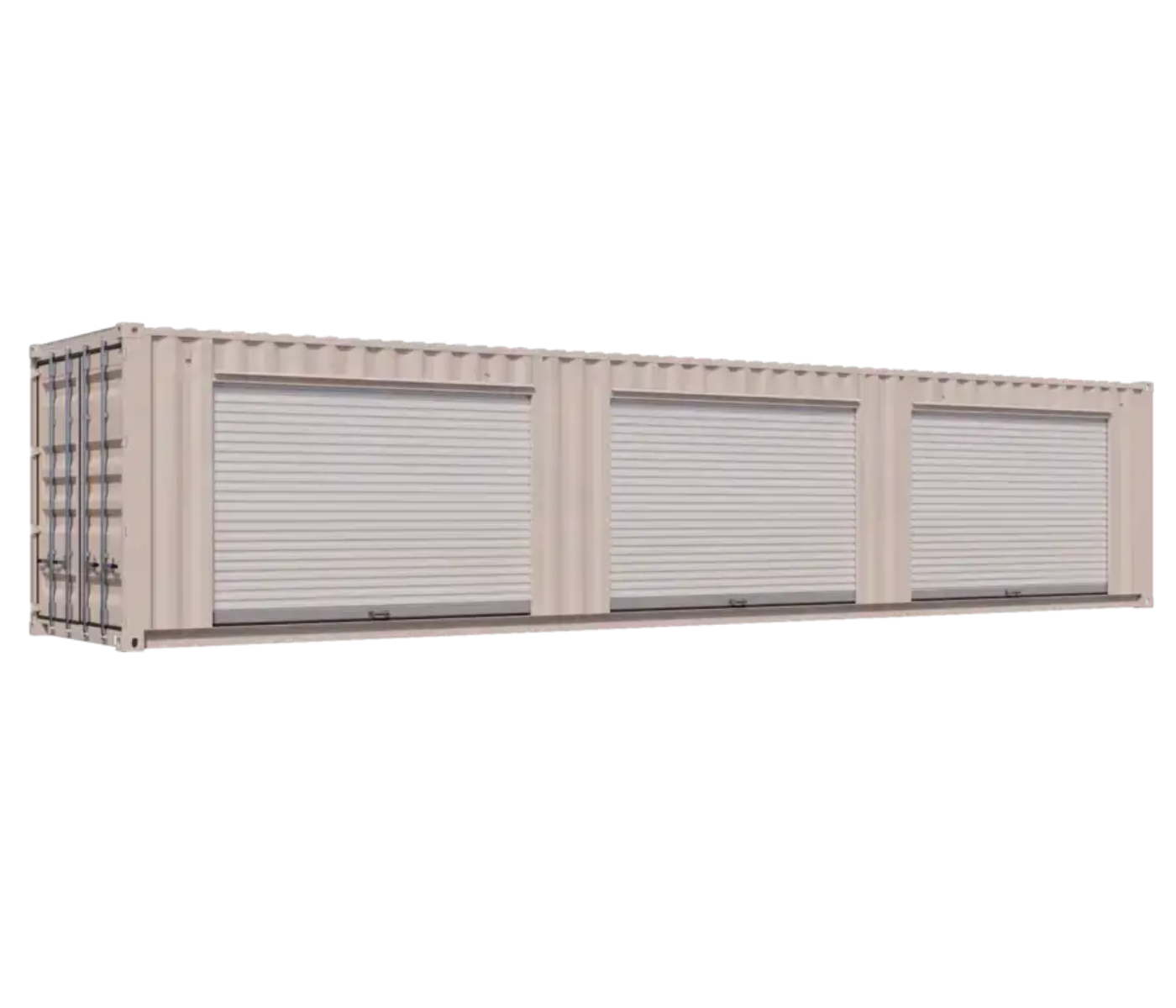 40ft Refurbished Storage Container w/ Three 8ft Roll-up Doors on Right Side