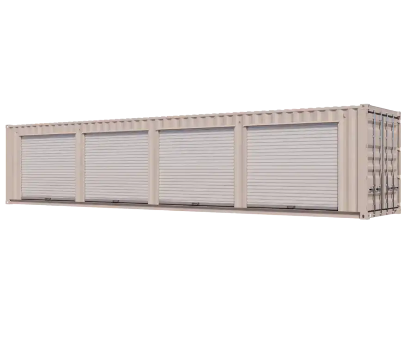40ft Refurbished Storage Container w/ Four 8ft Roll-up Doors on Left Side
