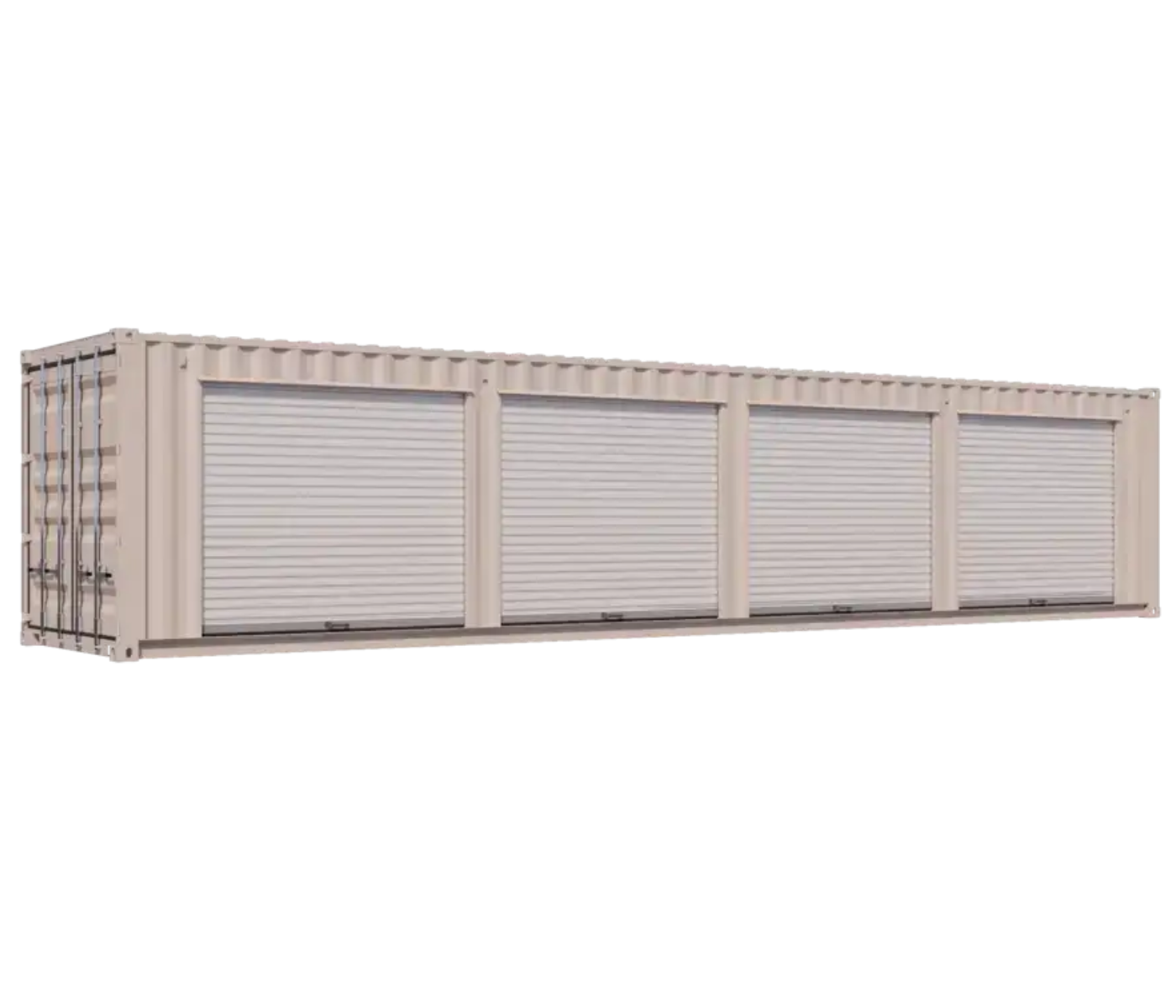 40ft Refurbished Storage Container w/ Four 8ft Roll-up Doors on Right Side