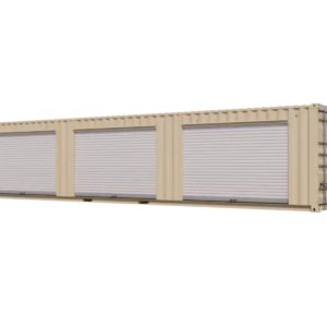40ft New Storage Container w/ Three 8ft Roll-up Doors on Left Side