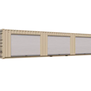 40ft New Storage Container w/ Three 8ft Roll-up Doors on Right Side