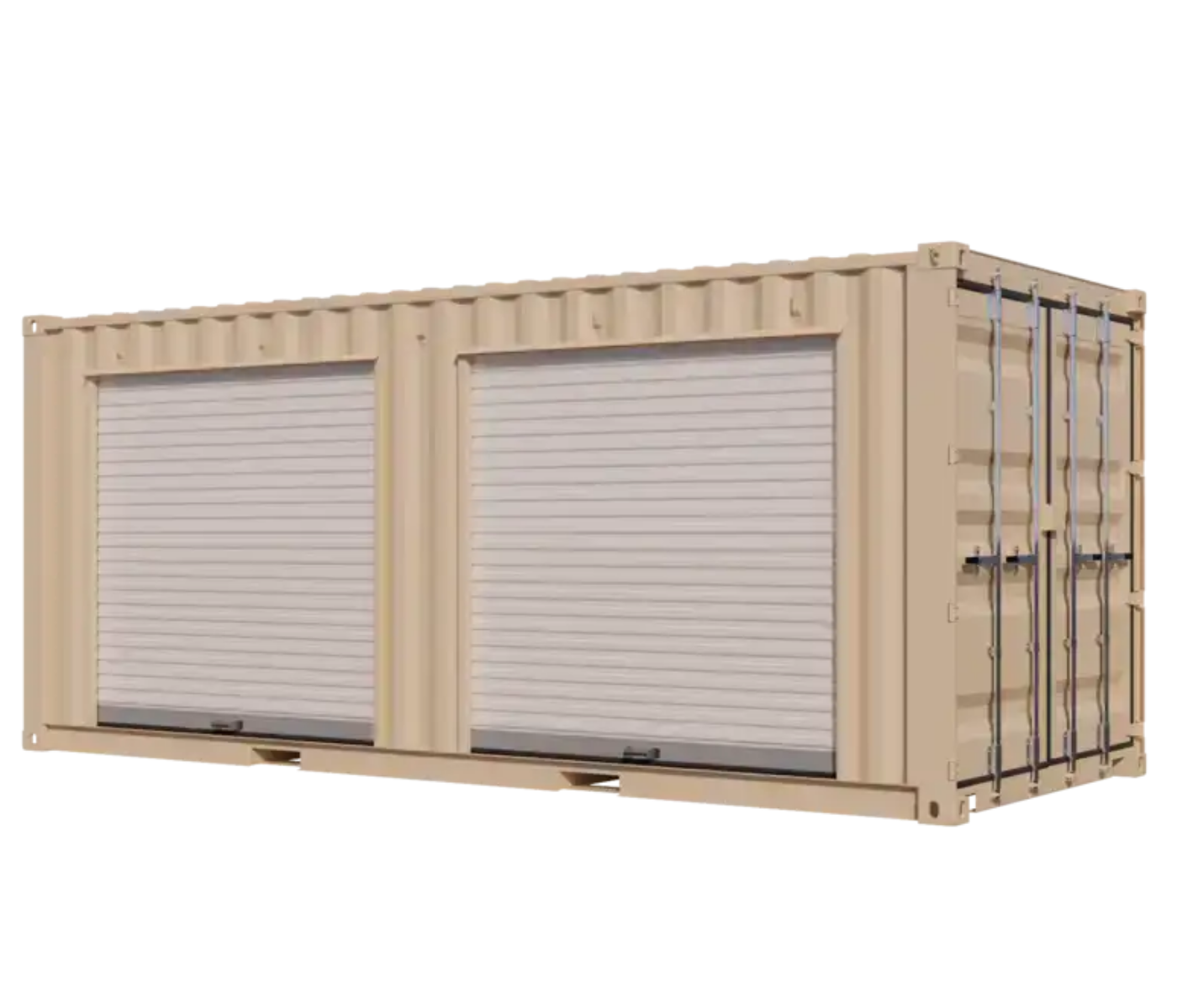 20ft New Storage Container w/ Two 7ft Roll-up Doors on Left Side