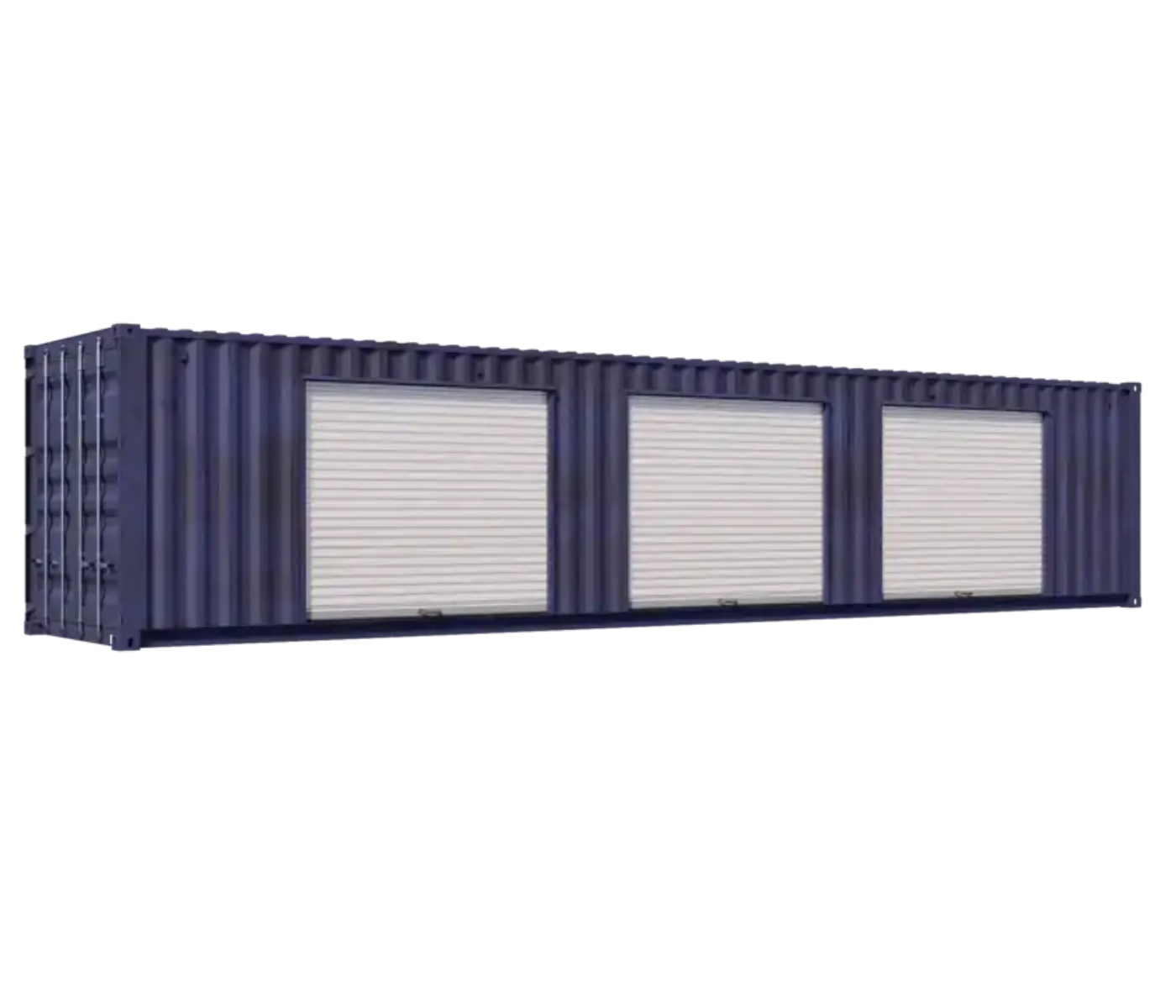 40ft Used Storage Container w/ Three 8ft Roll-up Doors on Right Side