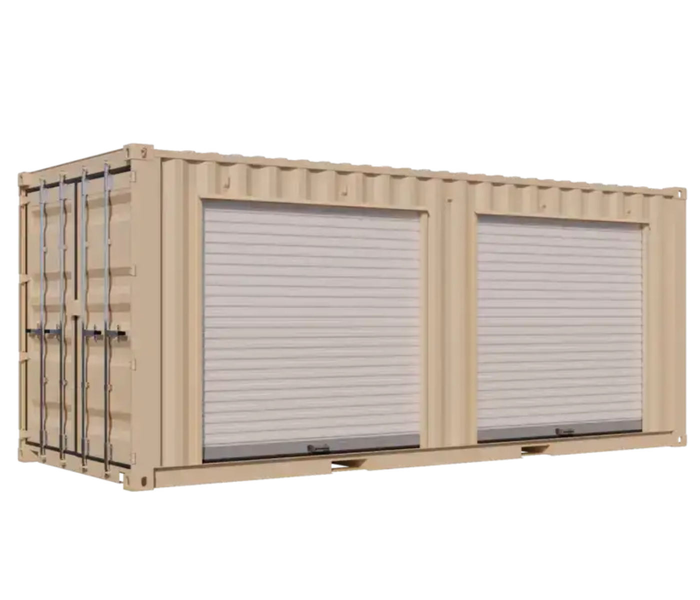20ft New Storage Container w/ Two 7ft Roll-up Doors on Right Side