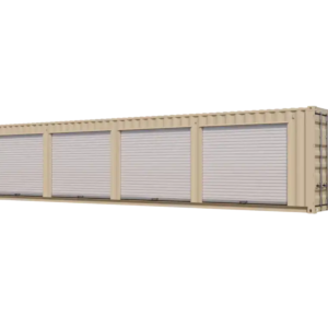 40ft New Storage Container w/ Four 8ft Roll-up Doors on Left Side