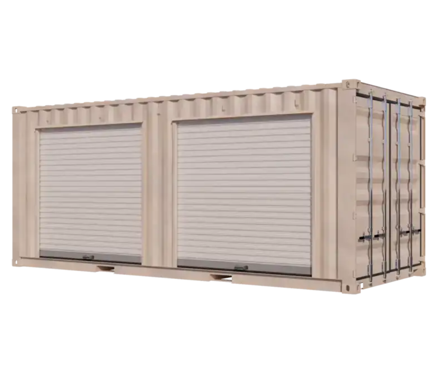 20ft Refurbished Storage Container w/ Two 7ft Roll-up Doors on Left Side