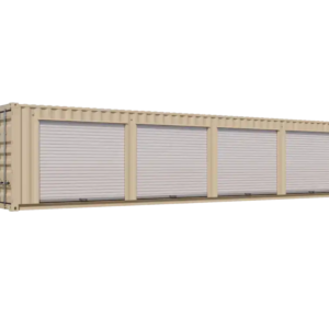 40ft New Storage Container w/ Four 8ft Roll-up Doors on Right Side