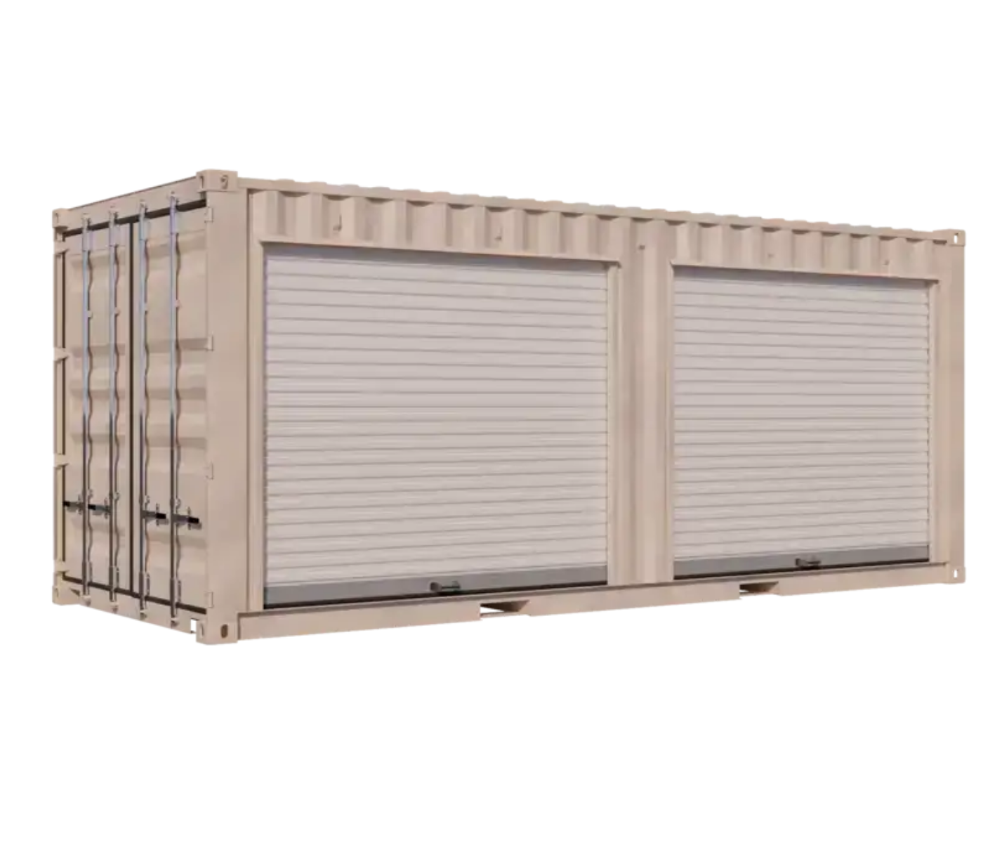 20ft Refurbished Storage Container w/ Two 8ft Roll-up Doors on Right Side