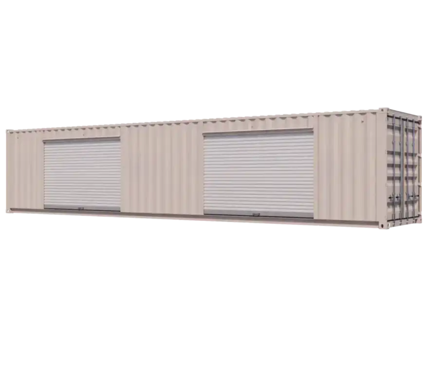 40ft Refurbished Storage Container w/ Two 10ft Roll-up Doors on Left Side