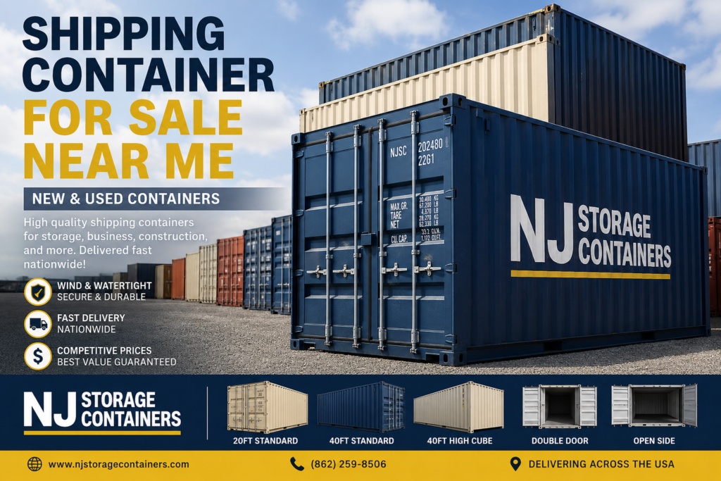 Shipping container for sale near me at NJ Storage Containers storage yard